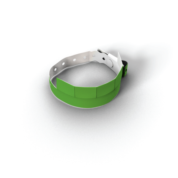 5 ellenörzőszelvényes műanyag karszalag neon zöld